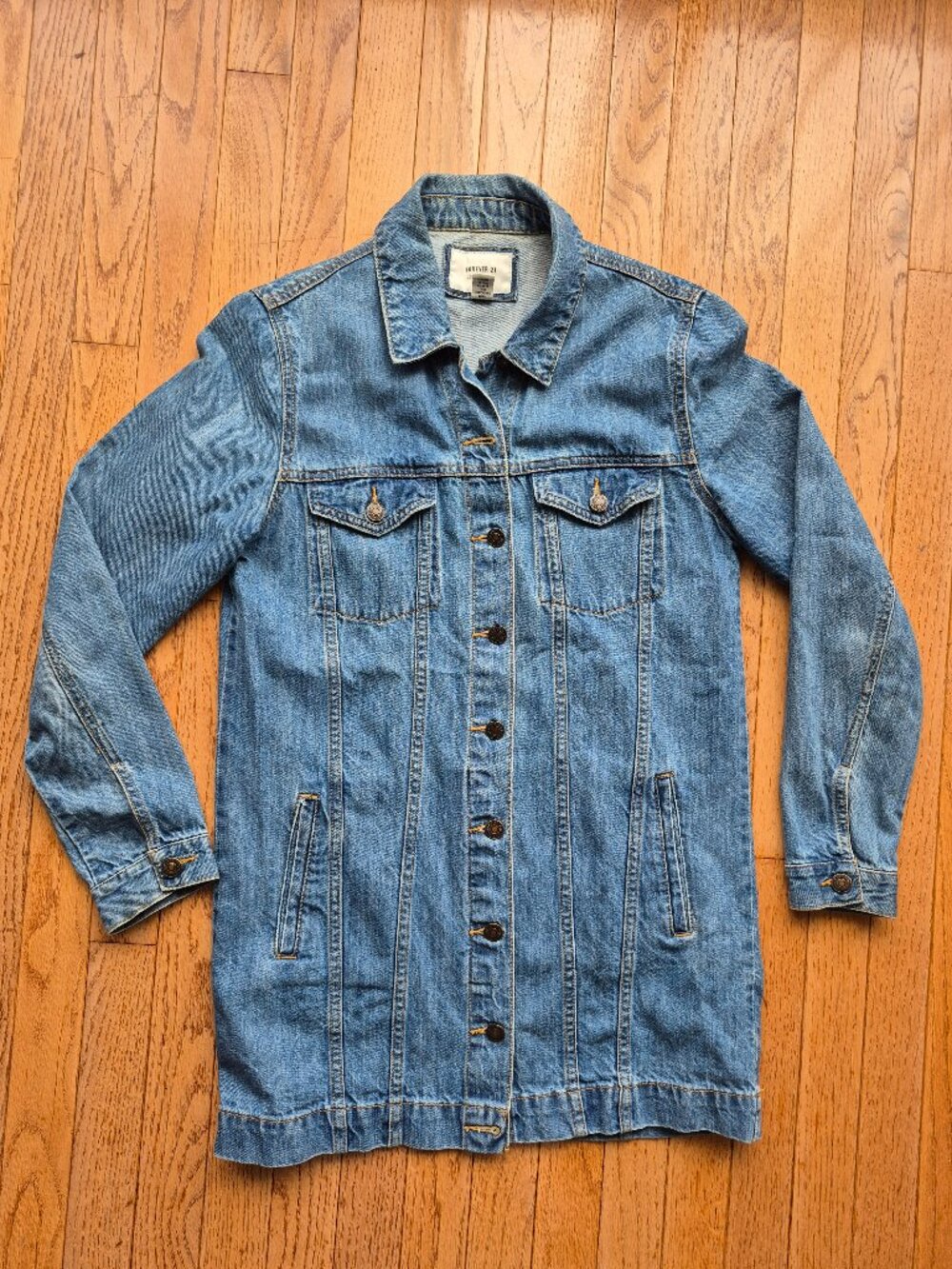 Forever 21 Long Denim Jacket Medium